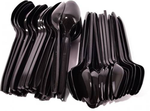 ملاعق بلاستيك كبيرة اسود 50 قطعة