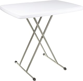Lavish Home Folding Table Adjustable Height, 19-28”, White