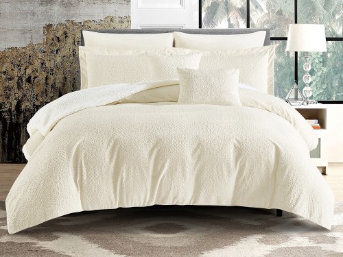 مفرش NORA شتوي مخمل فرو مزدوج 8 قطع - سكري